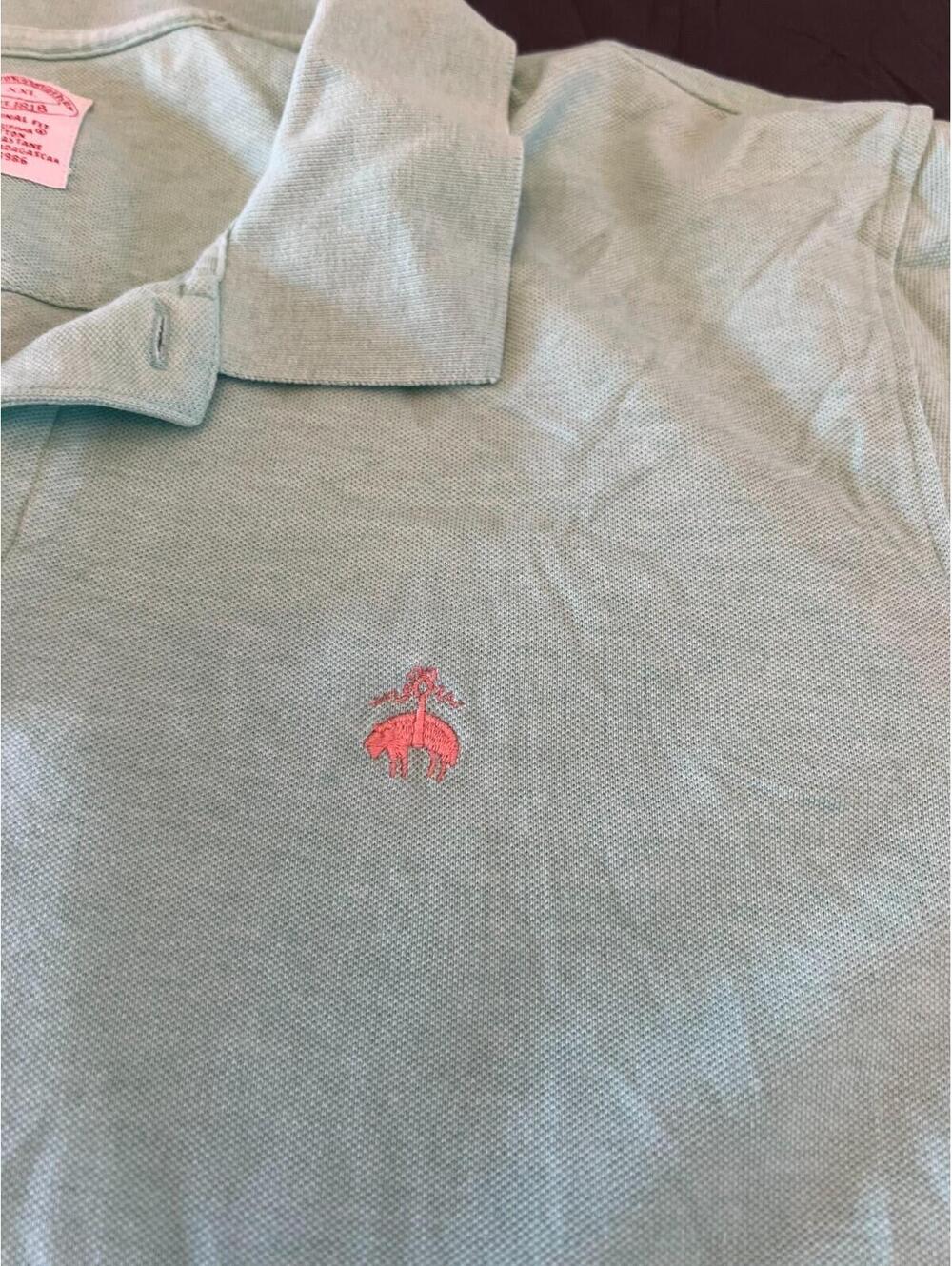 Brooks Brothers Mens XXL Original Fit Polo Shirt Mint Green Pink Logo - Picture 5 of 6